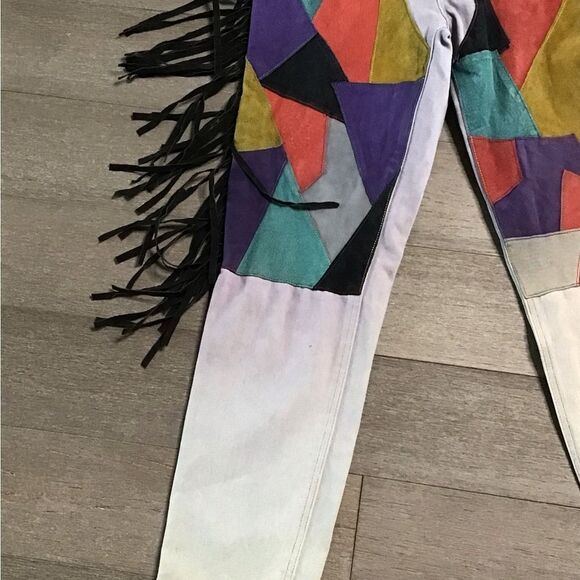 Seruchi Colorful Geometric Fringe Pants size 7/8 - Picture 2 of 3